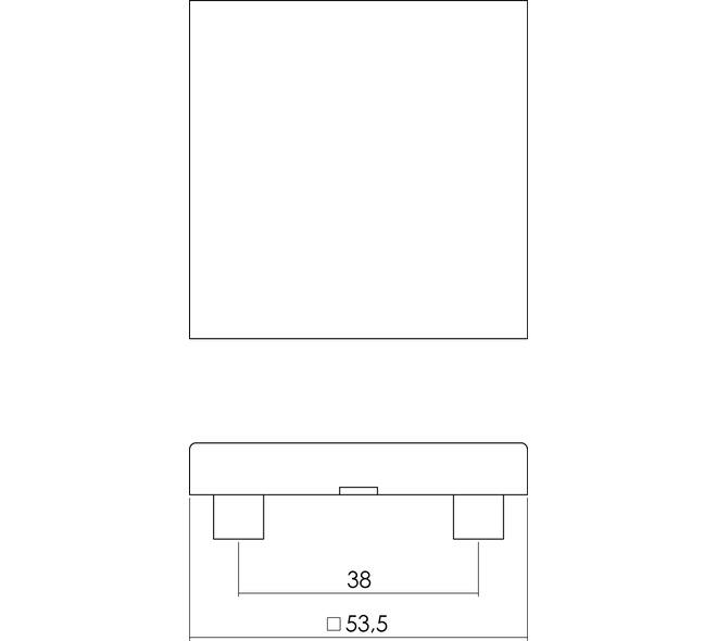 Afdekrozet verdekt 53x53x8mm met nokken rvs