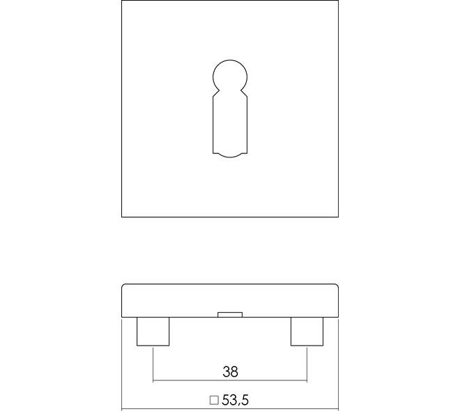 Sleutelrozetten verdekt 53x53x8mm met nokken rvs