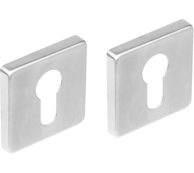 Cilinderrozetten verdekt 53x53x8mm met nokken rvs
