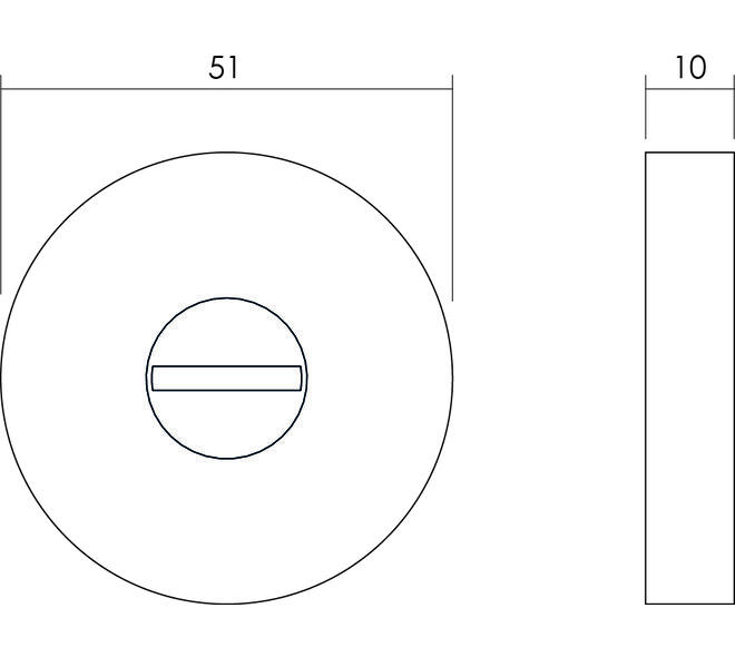 WC-sluiting verdekt ATP ø51x10mm met nokken en stift 8x8mm rvs
