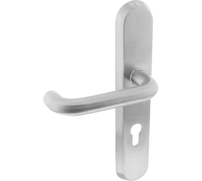 SKG3 veiligheid buitenschild ovaal 250x50mm met kruk Rond met veerconstructie profielcilindergat 72mm rvs