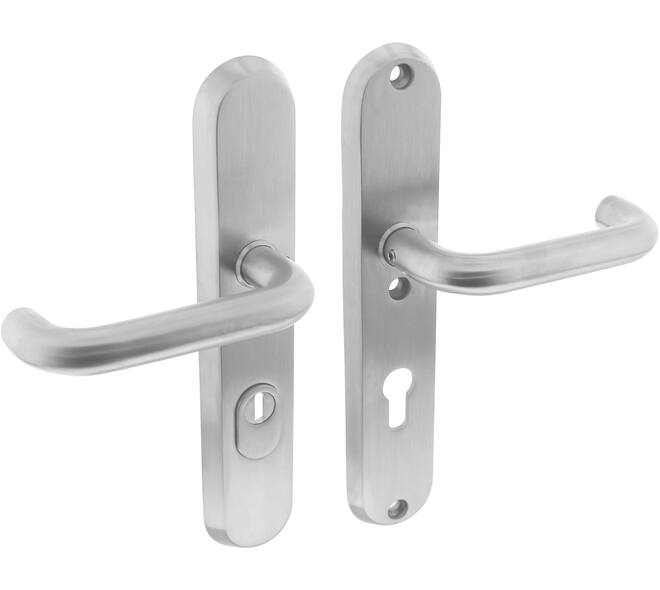 SKG3 veiligheidsbeslag ovaal 250x50mm kruk/kruk Rond met veerconstructie profielcilindergat 72mm met kerntrekbeveiliging rvs