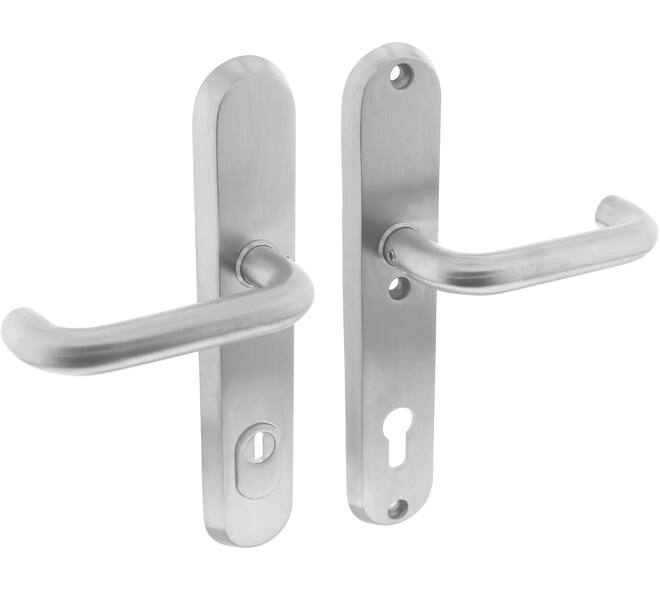 SKG3 veiligheidsbeslag ovaal 250x50mm kruk/kruk Rond met veerconstructie profielcilindergat 92mm met kerntrekbeveiliging rvs