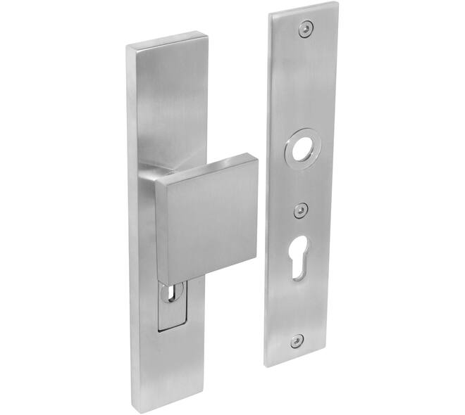SKG3 veiligheidsschilden rechthoekig 250x50mm met greep profielcilindergat 72mm met kerntrekbeveiliging rvs