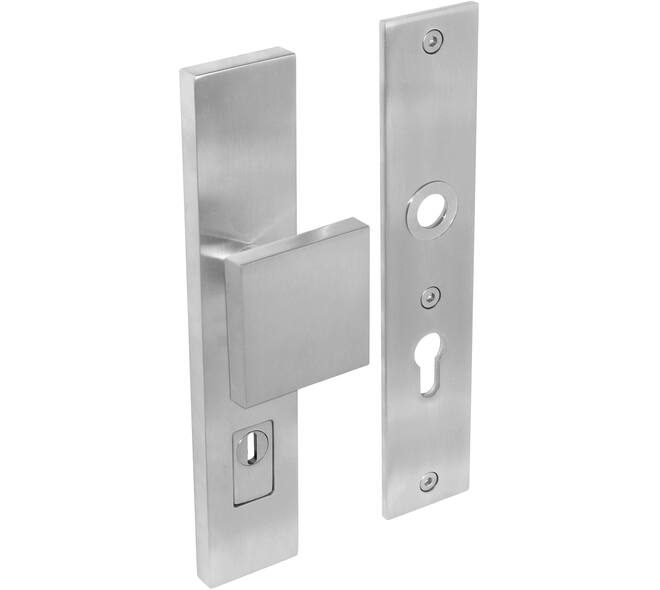 SKG3 veiligheidsschilden rechthoekig 250x50mm met greep profielcilindergat 92mm met kerntrekbeveiliging rvs