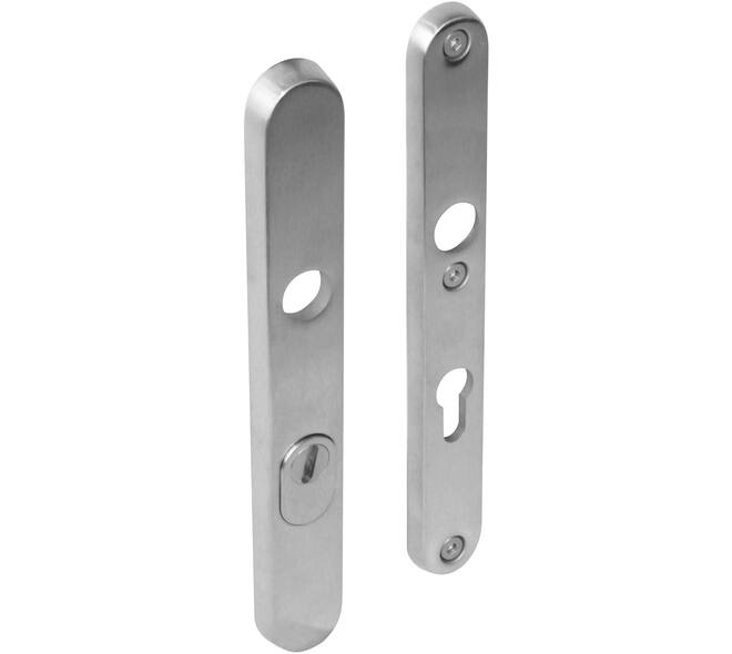 SKG3 veiligheidsschilden ovaal smal 254x35mm profielcilindergat 72mm met kerntrekbeveiliging rvs