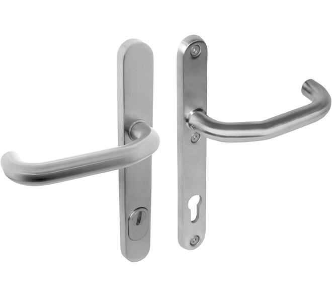 SKG3 veiligheidsbeslag ovaal smal 254x35mm kruk/kruk Verkropt profielcilindergat 92mm met kerntrekbeveiliging rvs