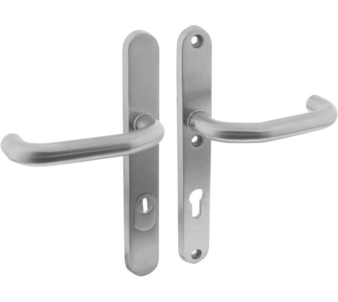 SKG3 veiligheidsbeslag ovaal smal 254x35mm kruk/kruk Verkropt met veerconstructie profielcilindergat 72mm met kerntrekbeveiliging rvs
