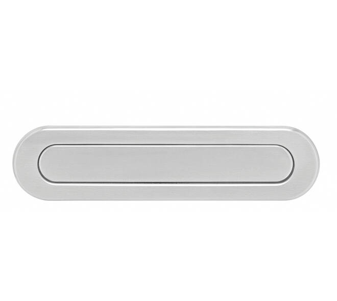 Briefplaat ovaal 340x80mm met verende klep binnendraaiend rvs