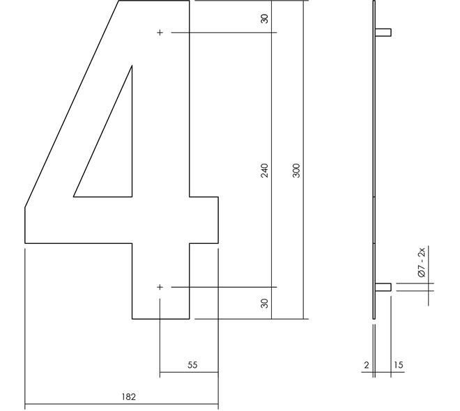 Huisnummer 4 XL 300mm rvs