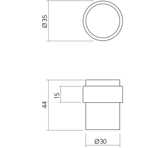 Deurstop ø30x40mm vloermontage rvs