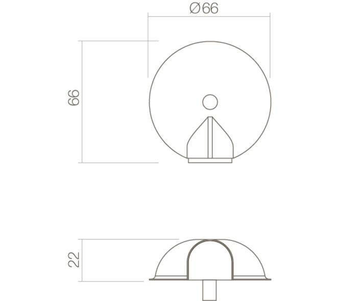 Deurstop bol ø67x24mm met nokken vloermontage rvs
