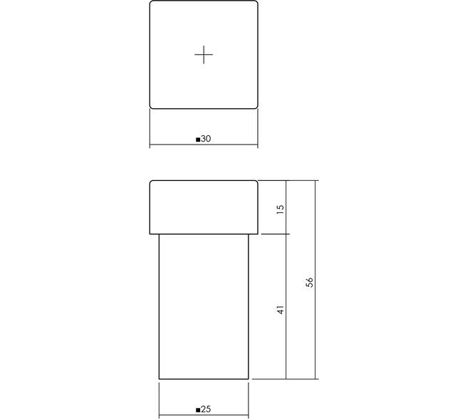 Deurstop vierkant 56x30x30mm universele montage rvs