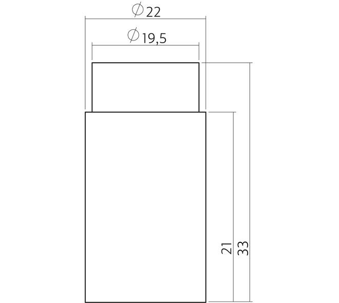 Deurstop ø22x33mm wandmontage rvs