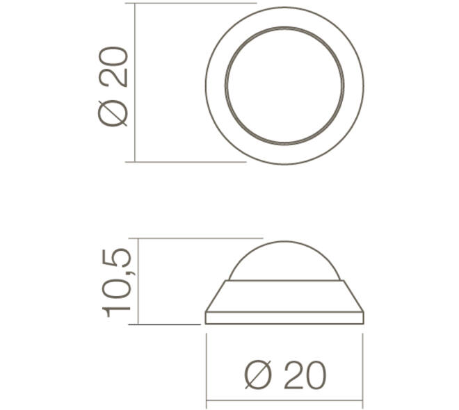 Deurstop bol ø20x10mm wandmontage rvs