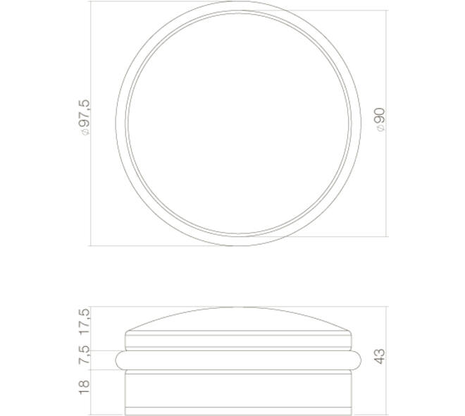 Deurstop Rondo ø100x50mm, aanslag hoogte 31mm rvs
