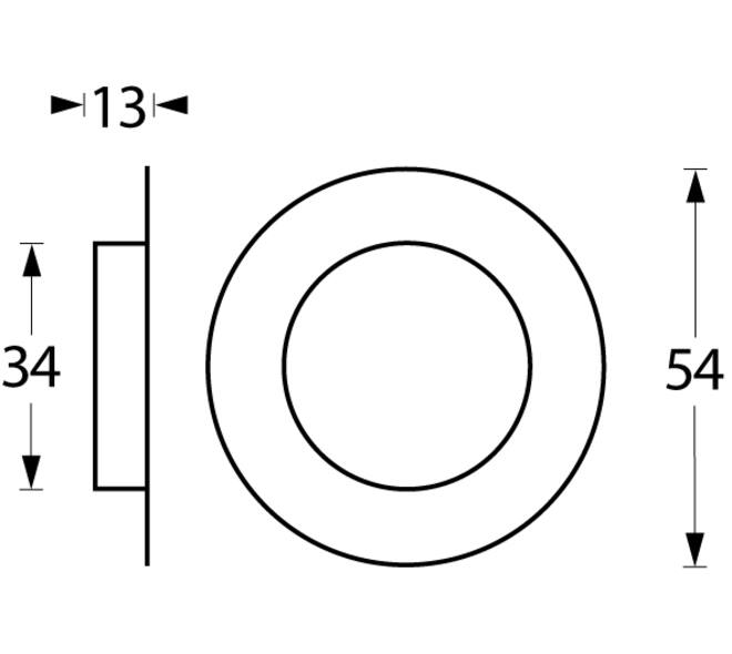 Schuifdeurkom rond 34/55mm verdekt rvs
