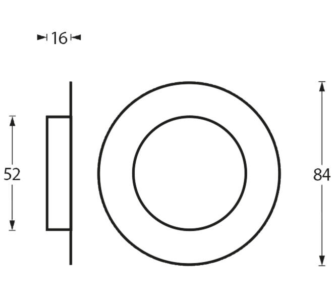 Schuifdeurkom rond 52/85mm verdekt rvs