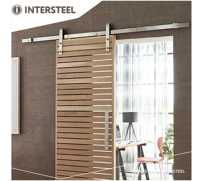 Schuifdeursysteem 2x1 meter met hangrollen recht 290mm rvs