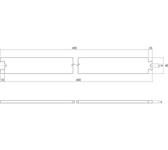 Tussenrail 45cm tbv schuifdeursysteem inclusief bevestigingsset rvs