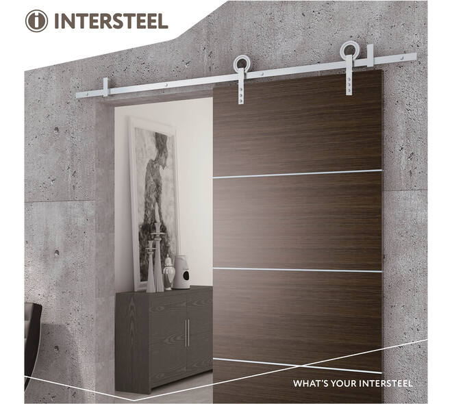 Schuifdeursysteem 2x1 meter met hangrollen open wiel 255mm rvs