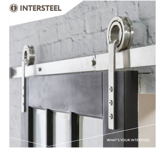 Schuifdeursysteem 2x1 meter met hangrollen open wiel 255mm rvs