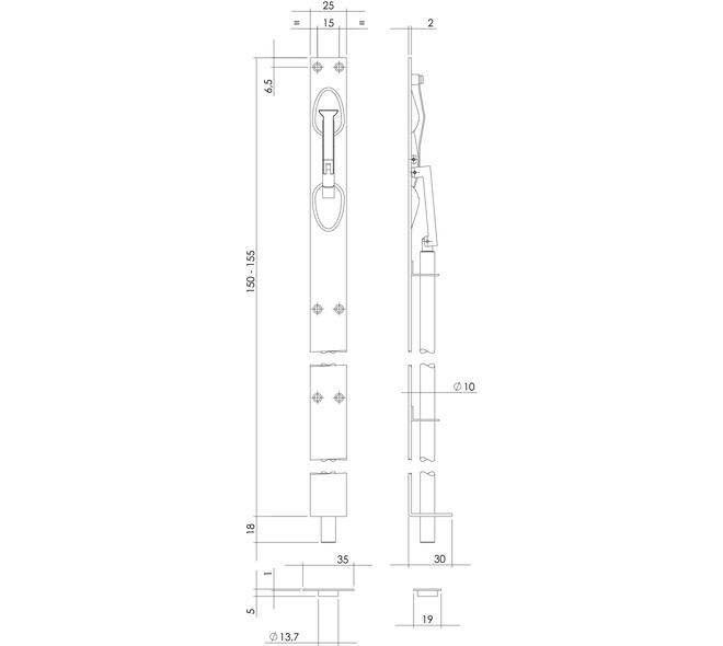 Kantschuif (geheel RVS ) 25mm/150mm RVS