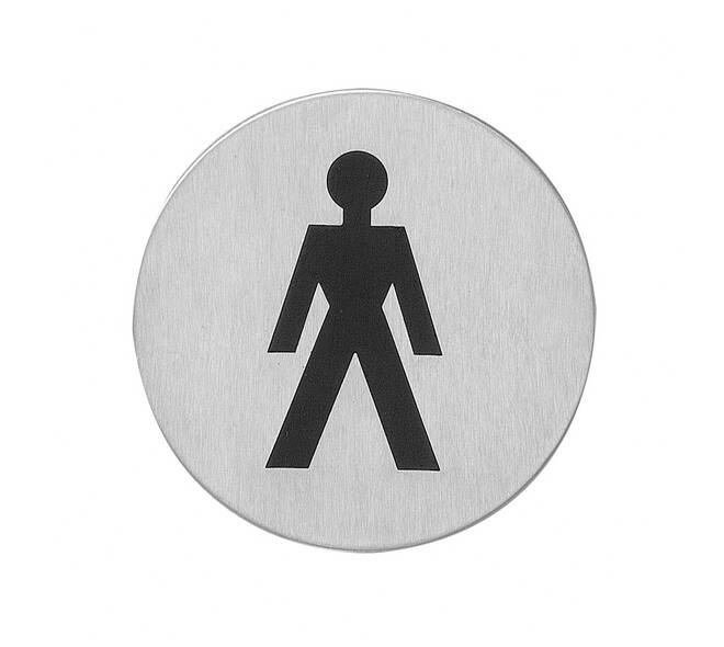 Pictogram zelfklevend rond ø76mm WC heren rvs