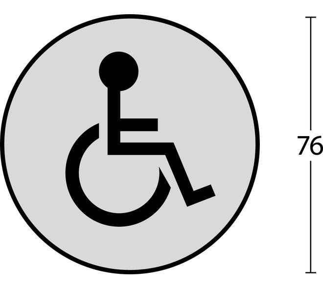 Pictogram zelfklevend rond ø76mm WC minder valide rvs