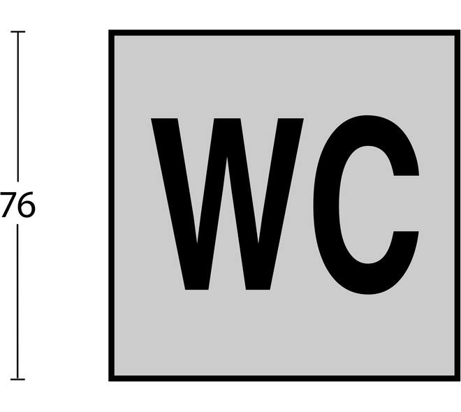 Pictogram zelfklevend vierkant 76x76mm WC minder valide rvs