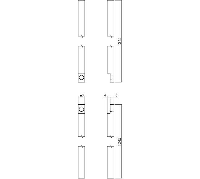 Stangenset tbv kruk-espagnolet 1245mm RVS