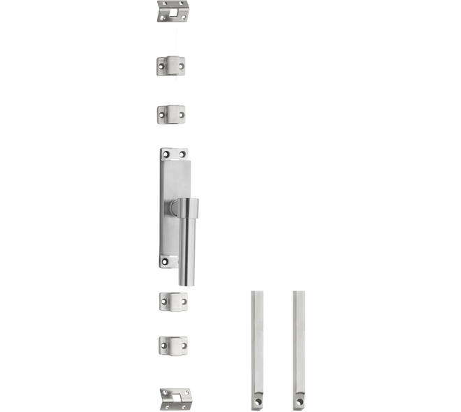 Set kruk-espagnolet rechts L-recht inclusief stangenset 2x 1245mm rvs geborsteld