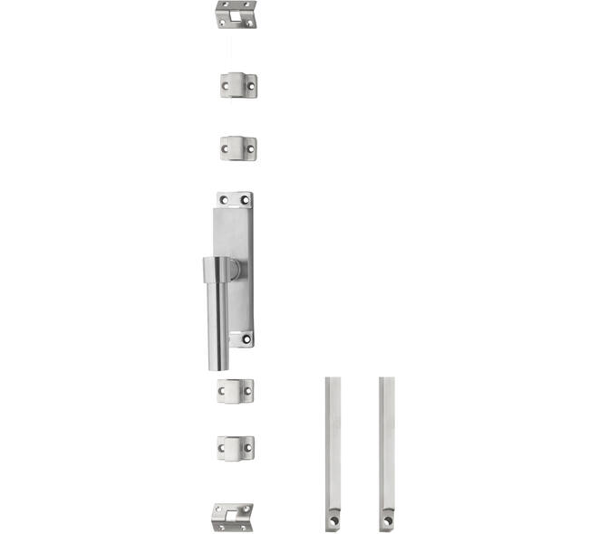 Set kruk-espagnolet links L-recht inclusief stangenset 2x 1245mm rvs geborsteld