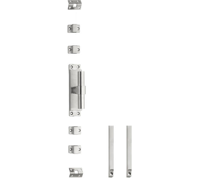 Set kruk-espagnolet rechts T-recht inclusief stangenset 2x 1245mm rvs geborsteld