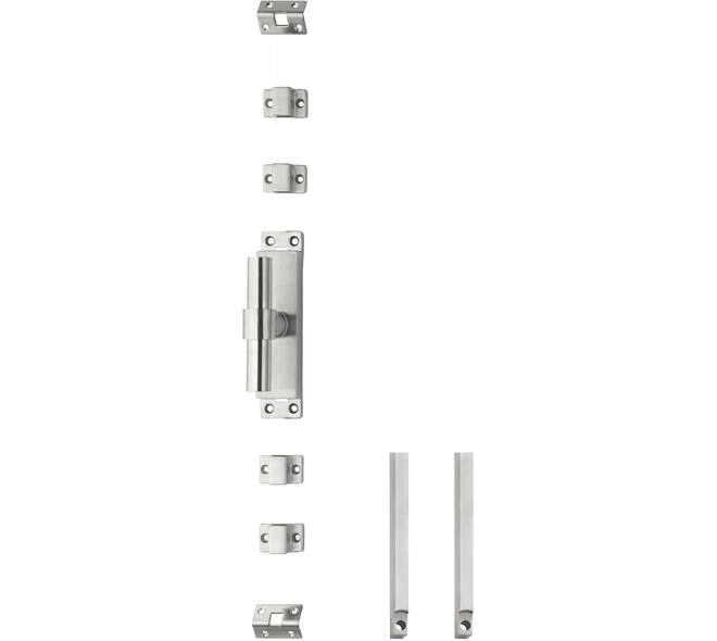 Set kruk-espagnolet links T-recht inclusief stangenset 2x 1245mm rvs geborsteld