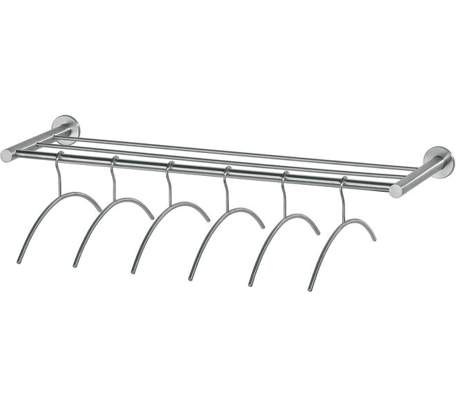 Garderobe 1 meter met 6 kledinghangers rvs