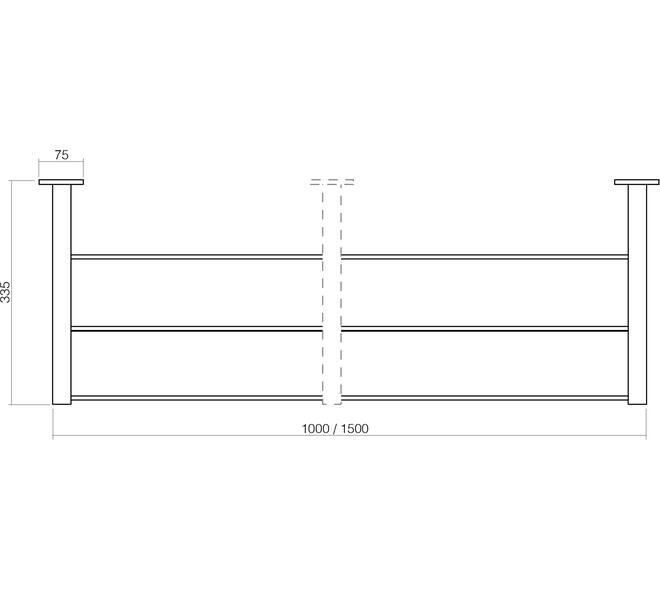 Garderobe 1 meter met 6 kledinghangers rvs