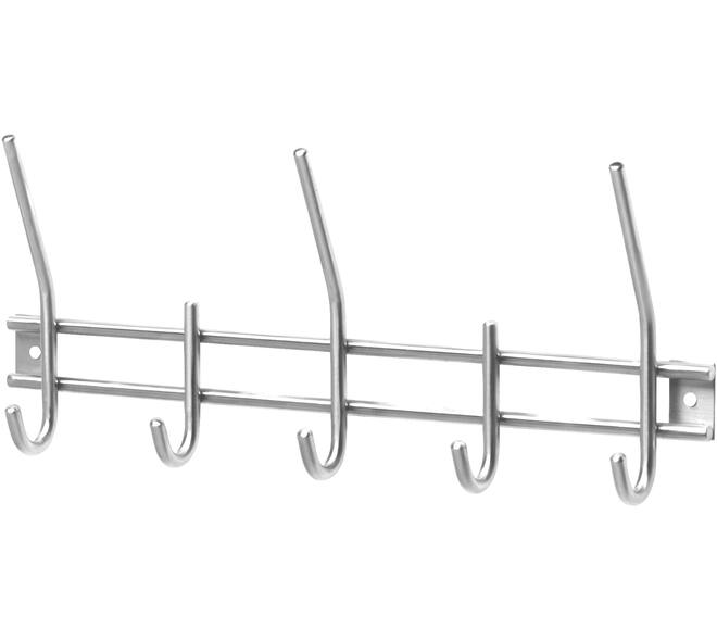 Garderobe rek 378x155mm met 5 haken rvs