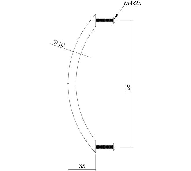 Draadgreep gebogen ø10 128mm rvs