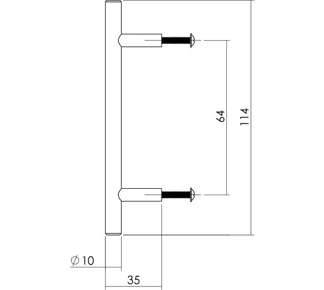 Keukengreep ø10 x 64/114mm rvs