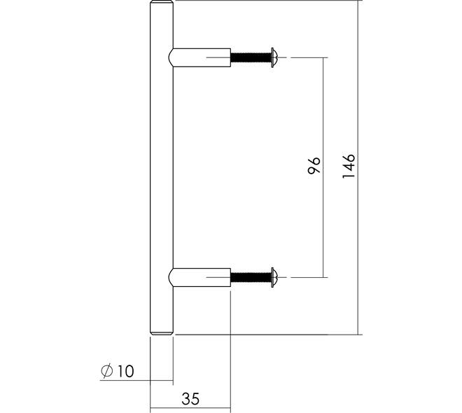 Keukengreep ø10 x 96/146mm rvs