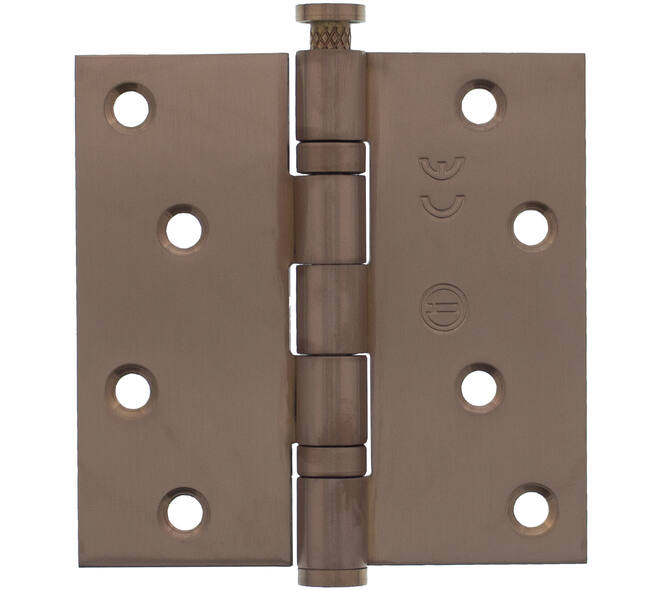 Kogellagerscharnier recht 3,5" (89x89x2,5mm) CE inclusief schroeven PVD brons