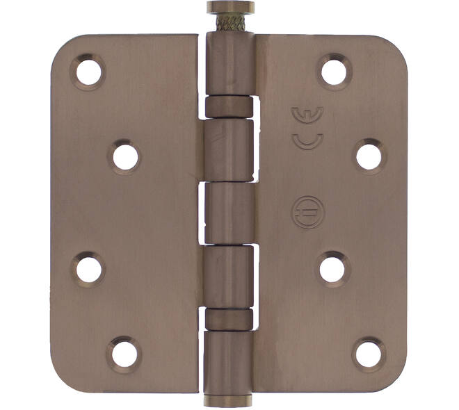 Kogellagerscharnier afgerond 3,5" (89x89x2,5mm) CE inclusief schroeven PVD brons