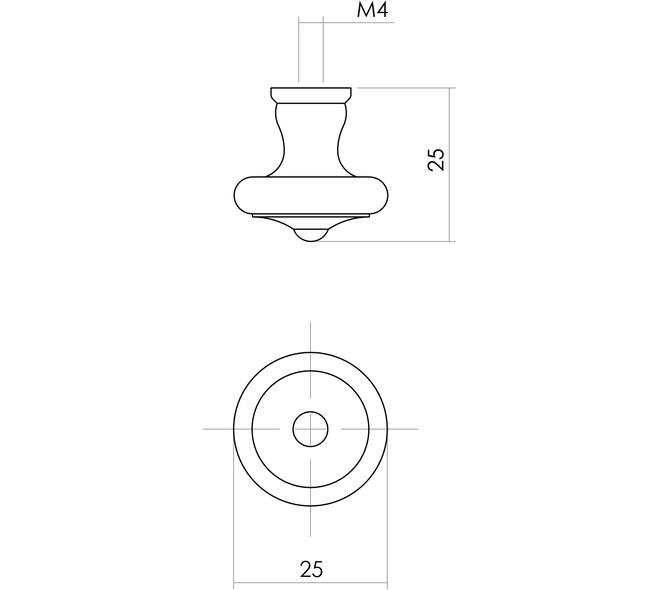 Meubelknop ø25mm smeedijzer zwart