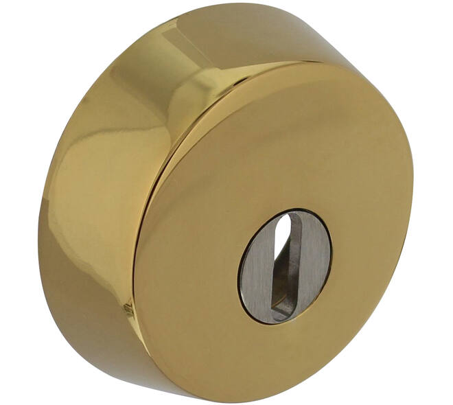SKG3 veiligheidsrozet rond ø59x18mm tbv oplegsloten met kerntrekbeveiliging PVD messingkleur