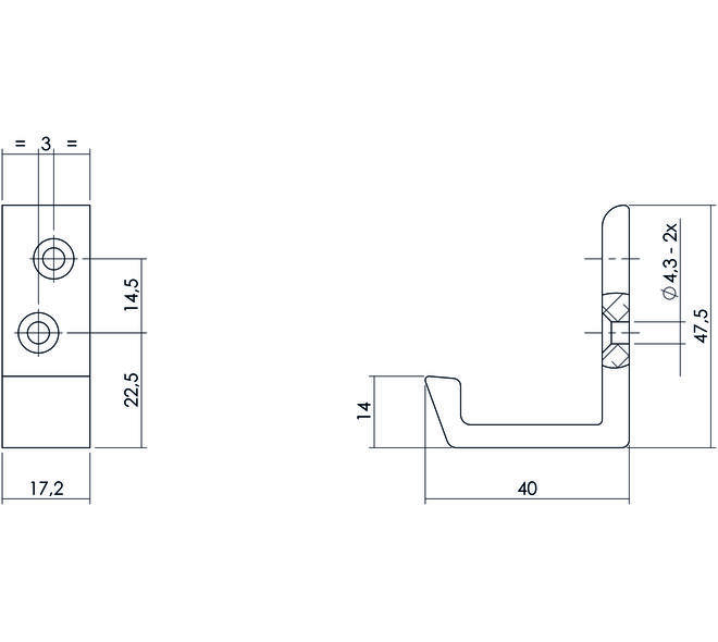 Jashaak met diagonale schroefgaten aluminium