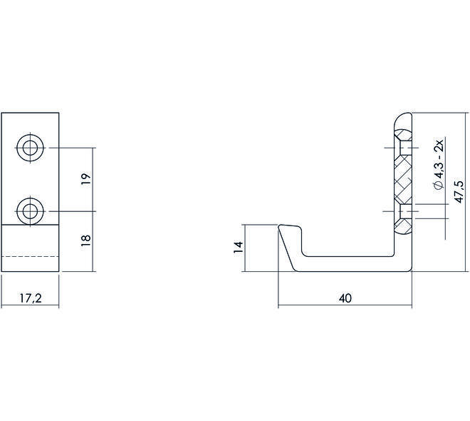 Jashaak met verticale schroefgaten aluminium