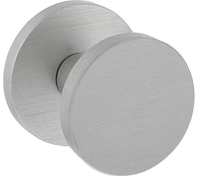 Voordeurknop plat ø55mm op achterplaat ø60mm éénzijdige montage aluminium F1