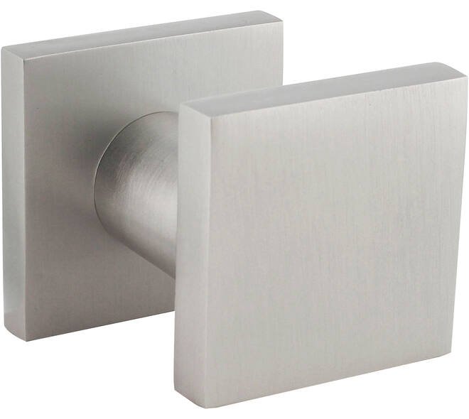 Voordeurknop vierkant 59x59mm verkropt op achterplaat 60x60mm éénzijdige montage aluminium F1