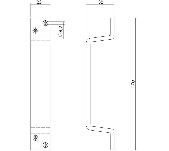 Handgreep profiel 170 x 25mm aluminium F1